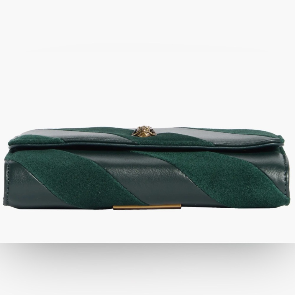 Kurt Geiger NWT London Kensington Velvet & Leather Crossbody – Emerald Green 🌟 - Picture 4 of 13
